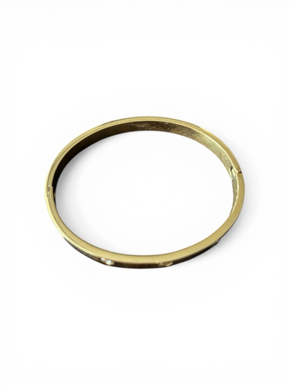 Fashion Jewelry Gold-Tone Bangle with Crystal Rivets - Picture 2 of 2